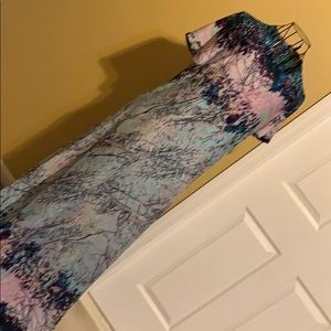 BCBGMaxazria Sleek blue & purple alena maxi dress